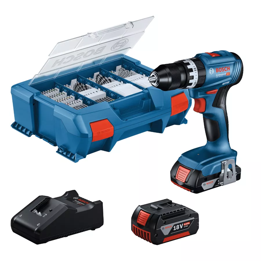 Perceuse-visseuse à percussion GSB 18V-45 BOSCH + accessoires